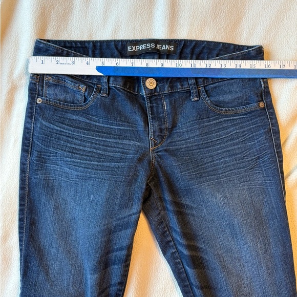 Women's Dark Blue Express Skinny Jean with zipper at bottom of pant leg - Picture 1 of 6